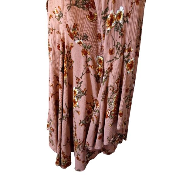 Umgee Boho Blouse Top Flare Sleeves Pink Floral Cottagecore Fairy Long Tunic LG - Picture 4 of 9